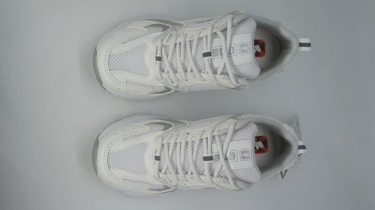 Flet Unisex Beyaz Gri Fileli Katmanlı Retro Koşu Sneaker - görsel 2