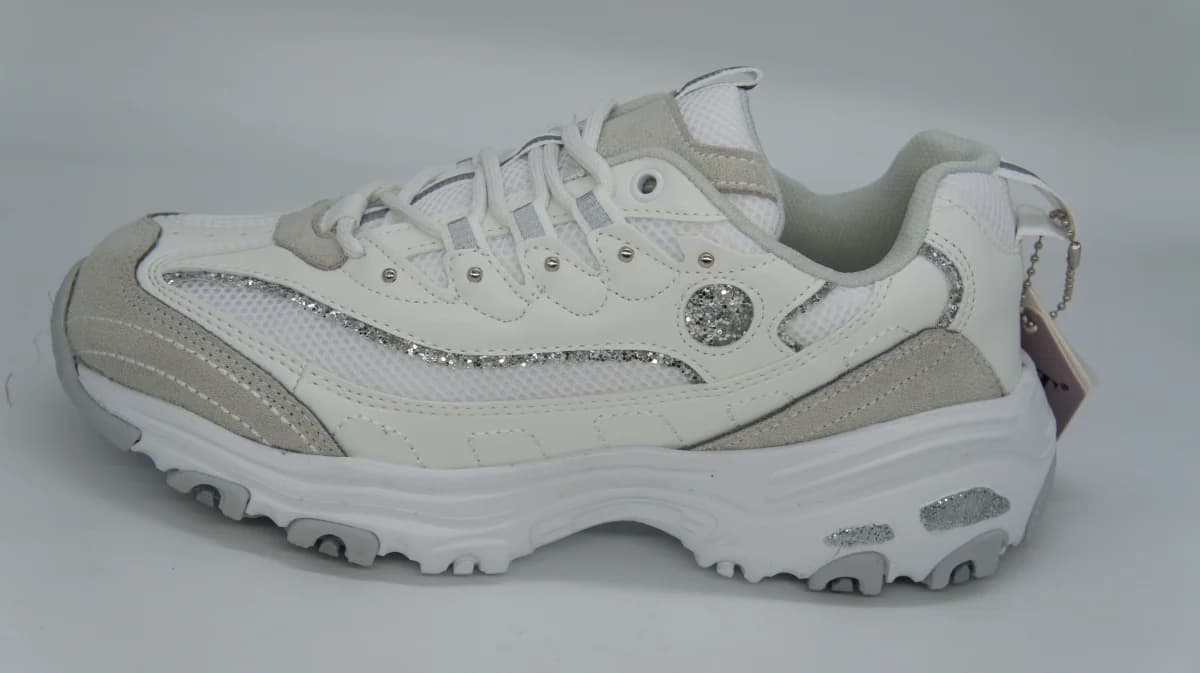 Flet Kadın Beyaz Simli Detaylı Kalın Dişli Tabanlı Chunky Sneaker - görsel 3