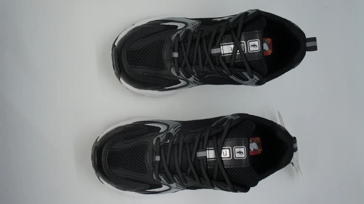 Flet Unisex Siyah Gri Fileli Katmanlı Beyaz Tabanlı Retro Koşu Sneaker - görsel 2