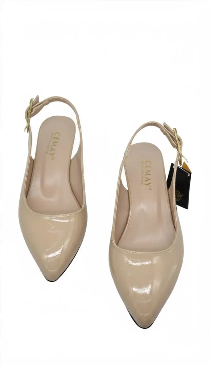 Kadın Bej Klasik Slingback Topuklu Ayakkabı - görsel 4