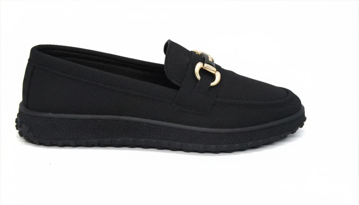 Kadın Siyah Gold Tokalı Kalın Taban Loafer Ayakkabı - görsel 5