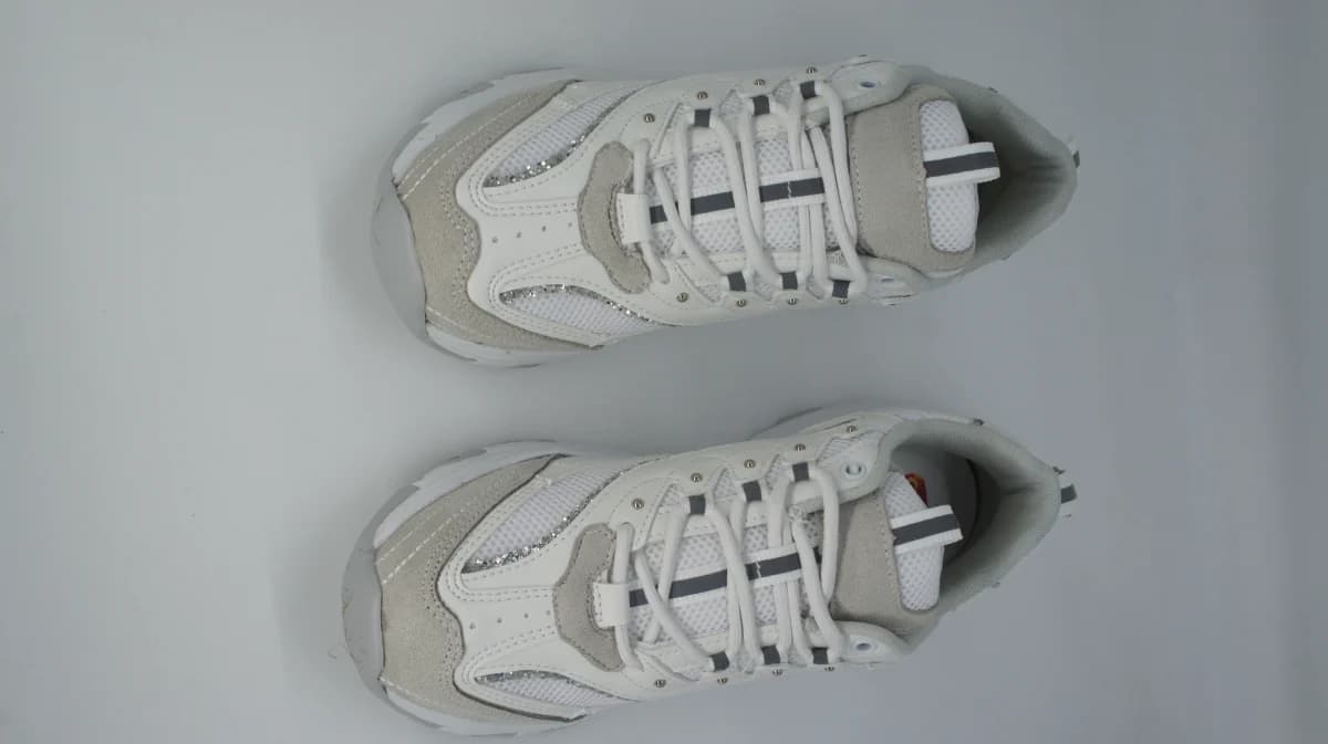 Flet Kadın Beyaz Simli Detaylı Kalın Dişli Tabanlı Chunky Sneaker - görsel 2
